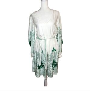 NEW Anthropolgie Forever That Girl Green and White Embroidered Dress Size XS